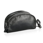 Valissiere Croc Embossed Genuine Leather Crossbody Sling Bag With Front Zip Pocket - Black