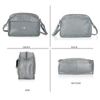 Valliserie 100% Genuine Leather Croco Pattern Crossbody Sling Bag - Grey