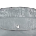 Valliserie 100% Genuine Leather Croco Pattern Crossbody Sling Bag - Grey