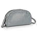 Valissiere Croc Embossed Genuine Leather Crossbody Sling Bag With Front Zip Pocket - Grey