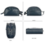 Valissiere Croc Embossed Genuine Leather Crossbody Sling Bag With Front Zip Pocket - Navy