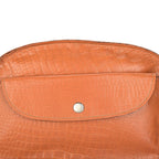 Valliserie 100% Genuine Leather Croco Pattern Crossbody Sling Bag - Tan