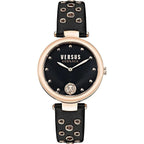 Versace Versus Los Feliz Quartz Movement 3ATM Water Resistant Analog Watch With Black Leather Strap
