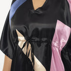 Tamsy Exclusive Liner Maze Print Short Kaftan (One Size, 8-18) - Black and Multi