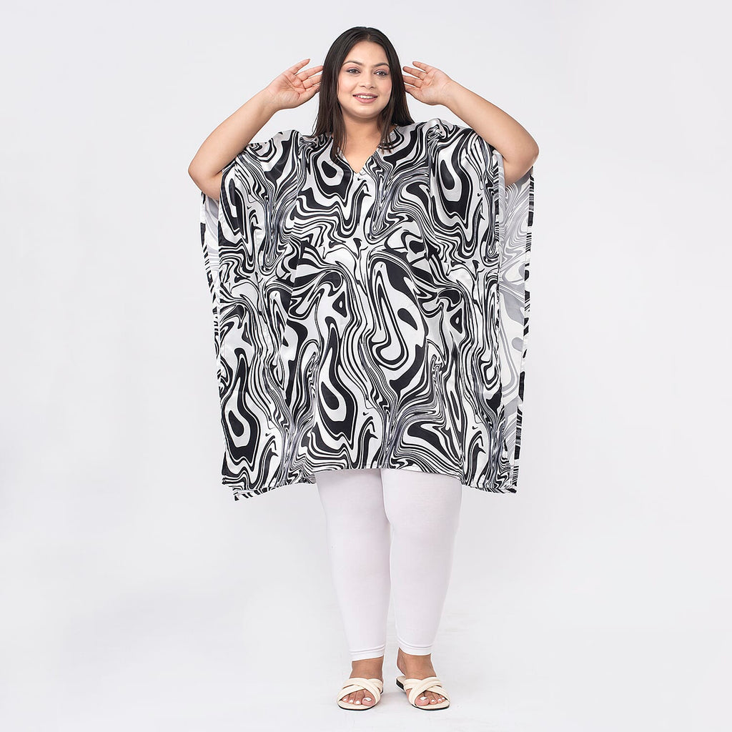 TAMSY - Satin Kaftan (One Size) - Black