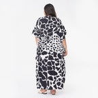 TAMSY Animal Printed Long Kaftan (One Size Curve, 20-26) - Beige and Black