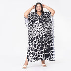 TAMSY Animal Printed Long Kaftan (One Size Curve, 20-26) - Beige and Black