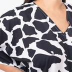 TAMSY Animal Printed Long Kaftan (One Size Curve, 20-26) - Beige and Black