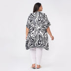 TAMSY - Satin Kaftan (Curve Size) - Black