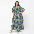 TAMSY Exclusive Snake Print Long Kaftan (One Size Curve, 20-26) - Green