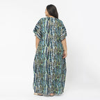 TAMSY Exclusive Snake Print Long Kaftan (One Size Curve, 20-26) - Green