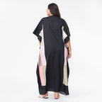 TAMSY Square Printed Long Kaftan (One Size Curve, 20-26) - Pink and Black