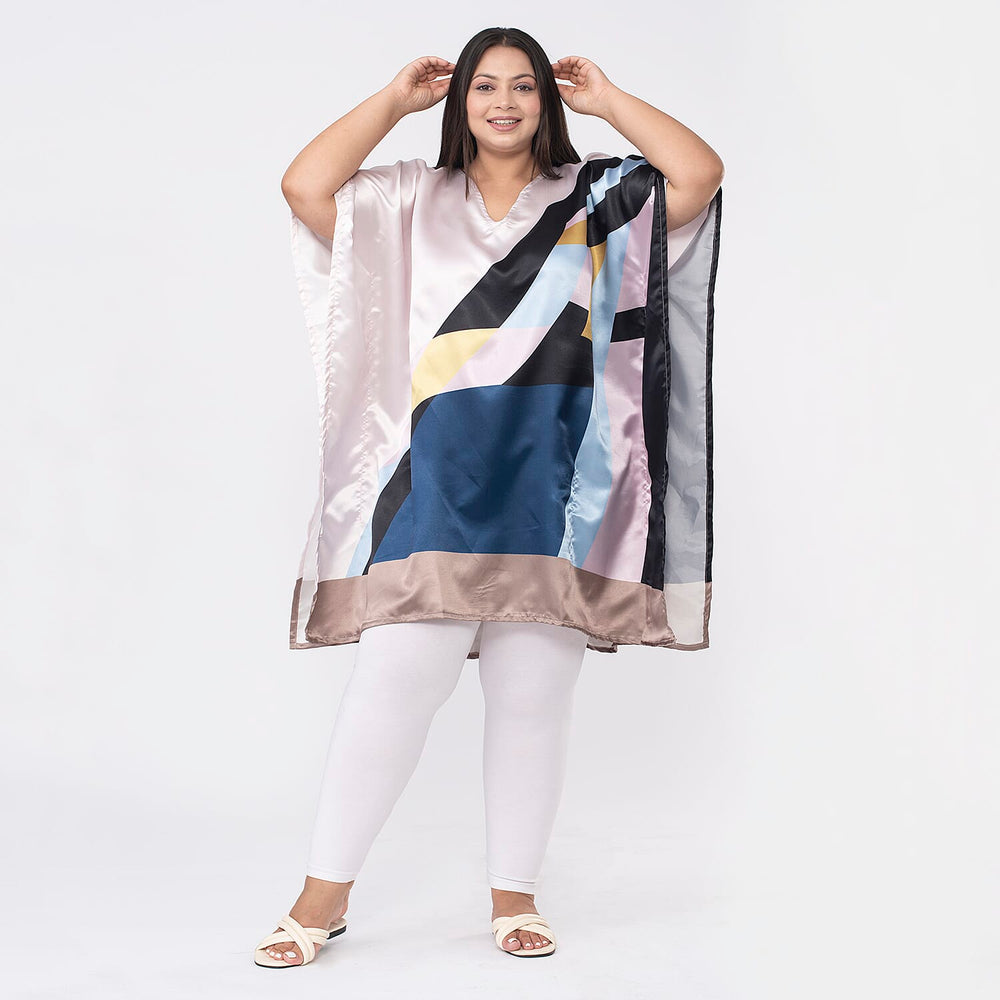 Tamsy Satin Kaftan (Curve Size)-Multi