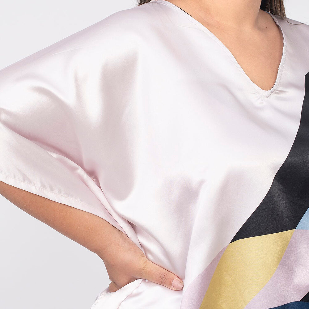 Tamsy Satin Kaftan (Curve Size)-Multi