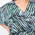 Tamsy Printed Maxi Kaftan Dress (One Size) - Green & Black