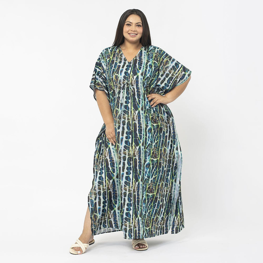 TAMSY Exclusive Snake Print Long Kaftan (One Size, 8-18) - Green