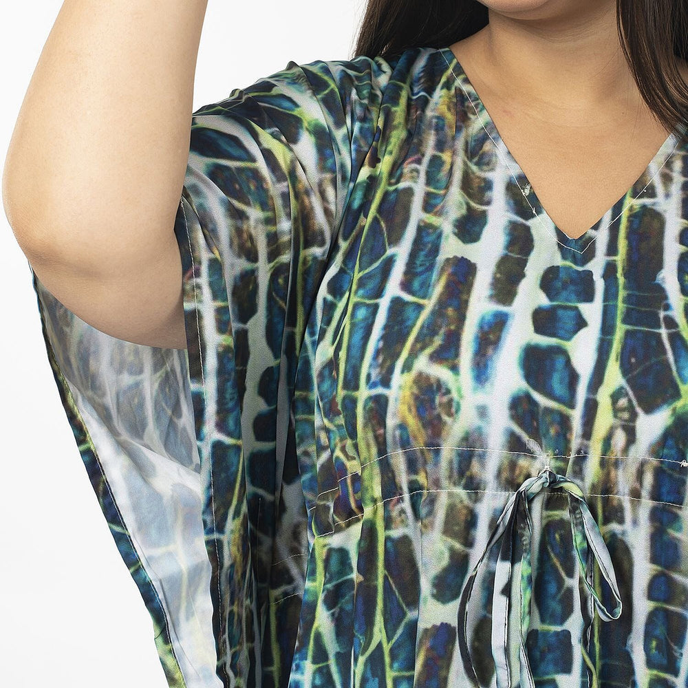 TAMSY Exclusive Snake Print Long Kaftan (One Size, 8-18) - Green