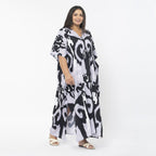 TAMSY Exclusive Ikat Print Long Kaftan (One Size, 8-18) - Lilac