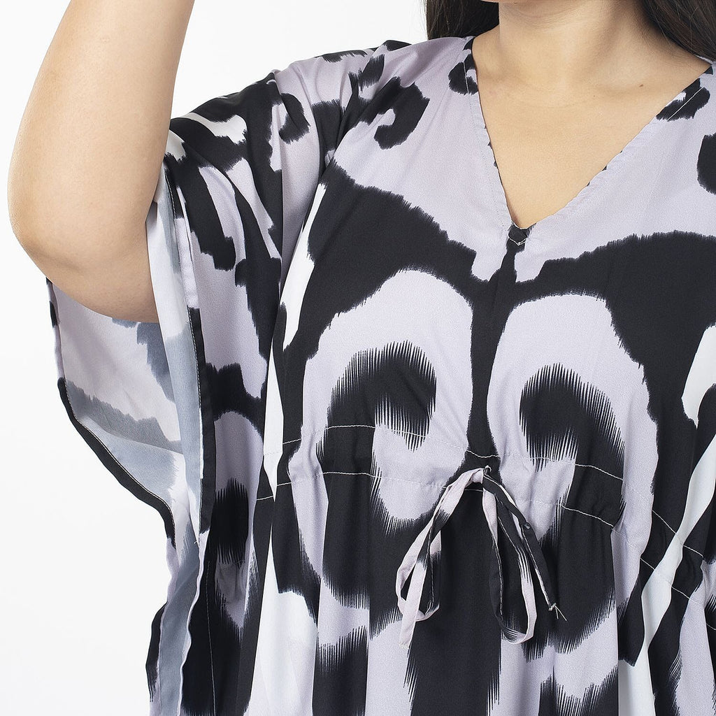 TAMSY Exclusive Ikat Print Long Kaftan (One Size, 8-18) - Lilac