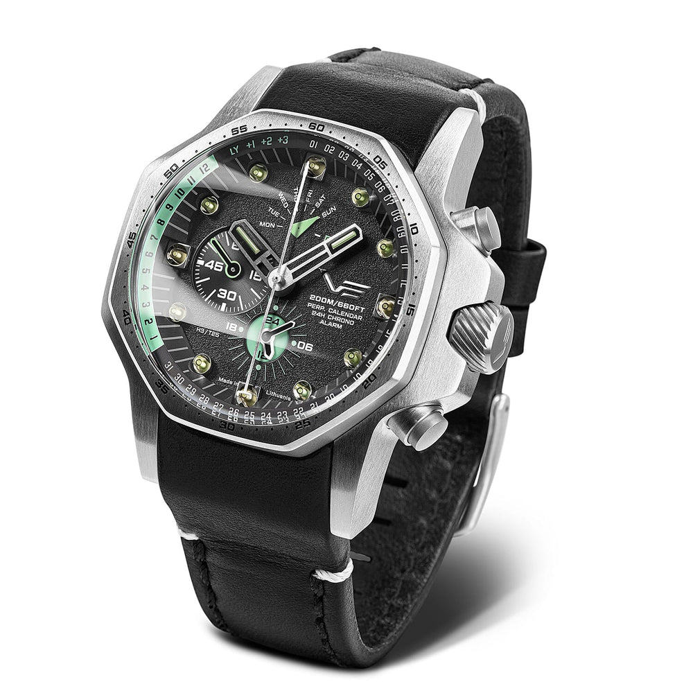 VOSTOK EUROPE Automatic Movt. Atomic Age 20ATM WR Mens Watch with Black Genuine Leather Strap
