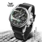 VOSTOK EUROPE Automatic Movt. Atomic Age 20ATM WR Mens Watch with Black Genuine Leather Strap