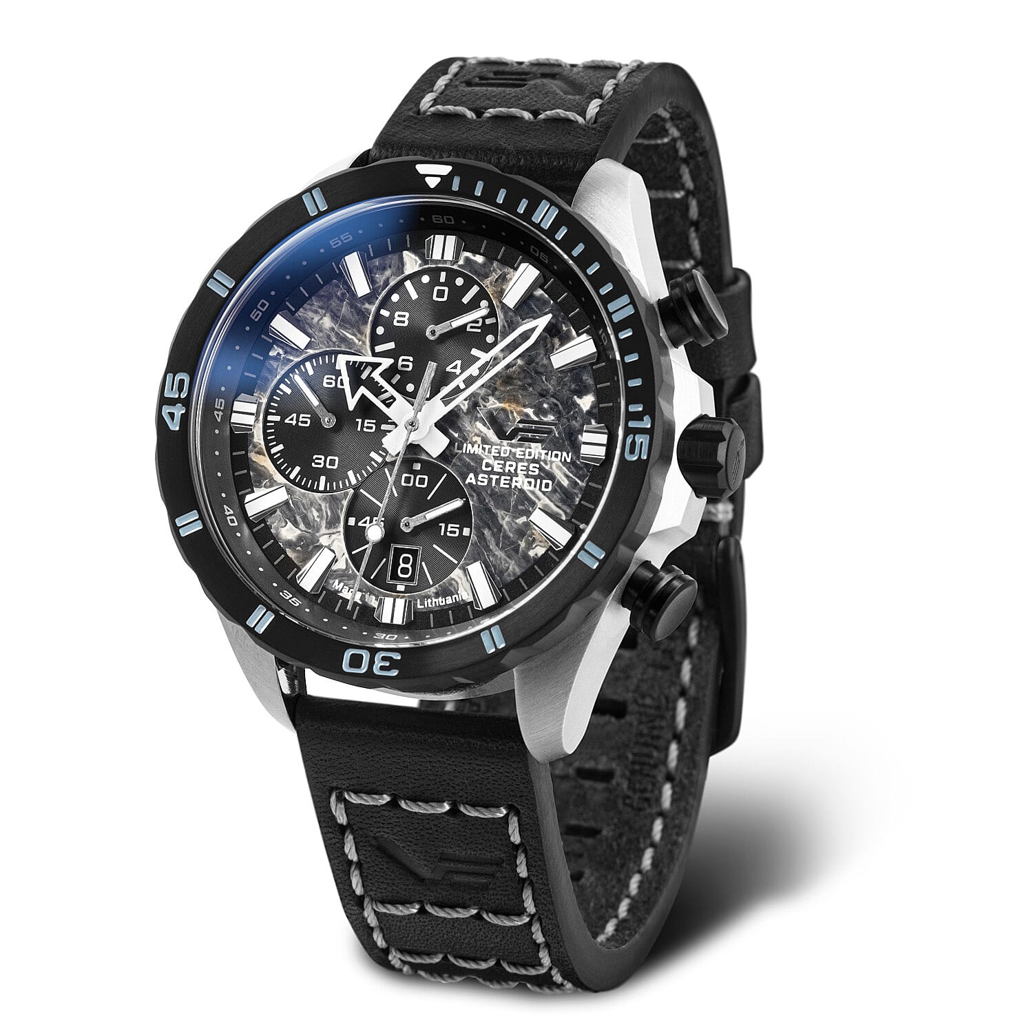 VOSTOK EUROPE Ceres Asteroid Quartz Movt. 20ATM WR Matt Finish Mens Watch with Genuine Leather Strap