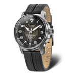 VOSTOK EUROPE Expedition Automatic Movt. 20ATM WR Black Finish Mens Watch with Black Leather Strap with Complimentary Silicone Strap