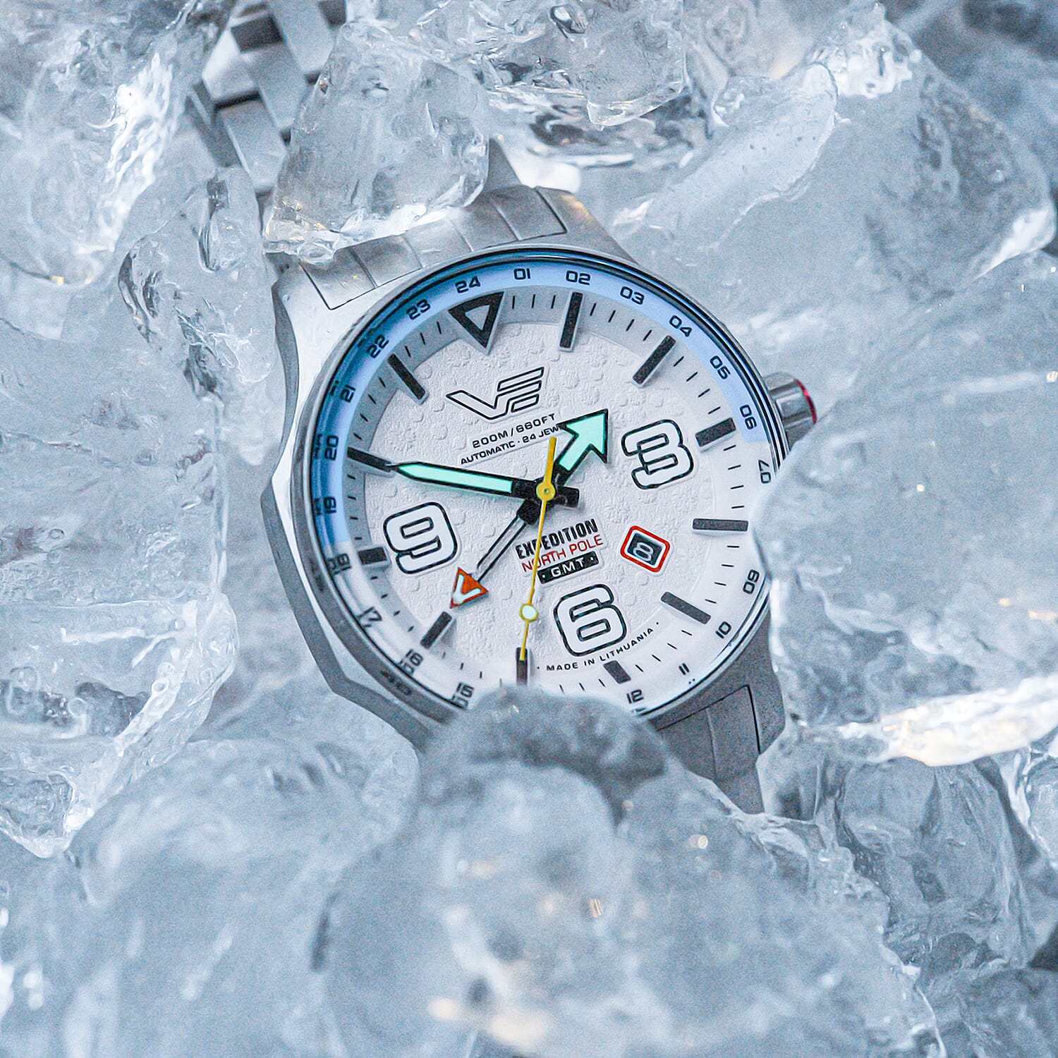 VOSTOK EUROPE Expedition North Pole Frost Automatic Movt. 20ATM WR Grey Dial Mens Watch with Silver Colour Stainless Steel Strap