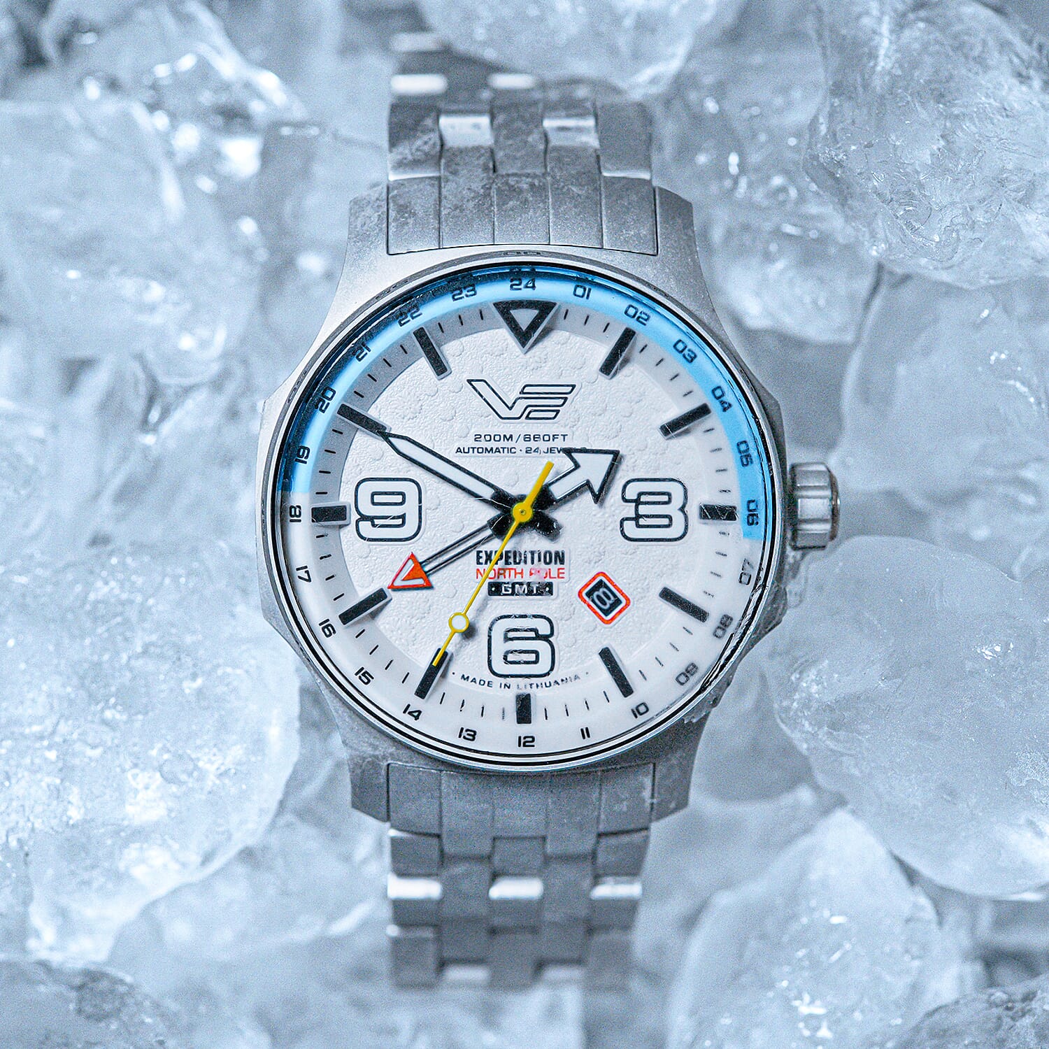 VOSTOK EUROPE Expedition North Pole Frost Automatic Movt. 20ATM WR Grey Dial Mens Watch with Silver Colour Stainless Steel Strap