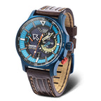 VOSTOK EUROPE Expedition Polar Ice Solar Powered 20ATM WR Blue PVD Plated Blue Dial Mens Watch with Brown Colour Leather - Silicon Strap