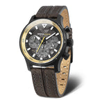 VOSTOK EUROPE Expedition Solar Powered 20ATM WR Black PVD Mens Watch with Khaki Leather Strap with Complimentary Silicone Strap