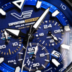 VOSTOK EUROPE Expedition South Pole Solar VR42 Solar 20ATM Stainless Steel Mens Blue Dial Watch with Stainless Steel Mesh Strap