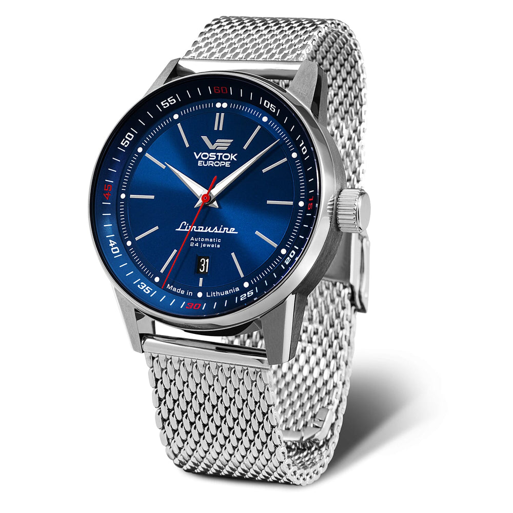 VOSTOK EUROPE Limousine Automatic Movt. 5ATM WR Grey Dial Mens Watch with Silver Colour Stainless Steel Strap