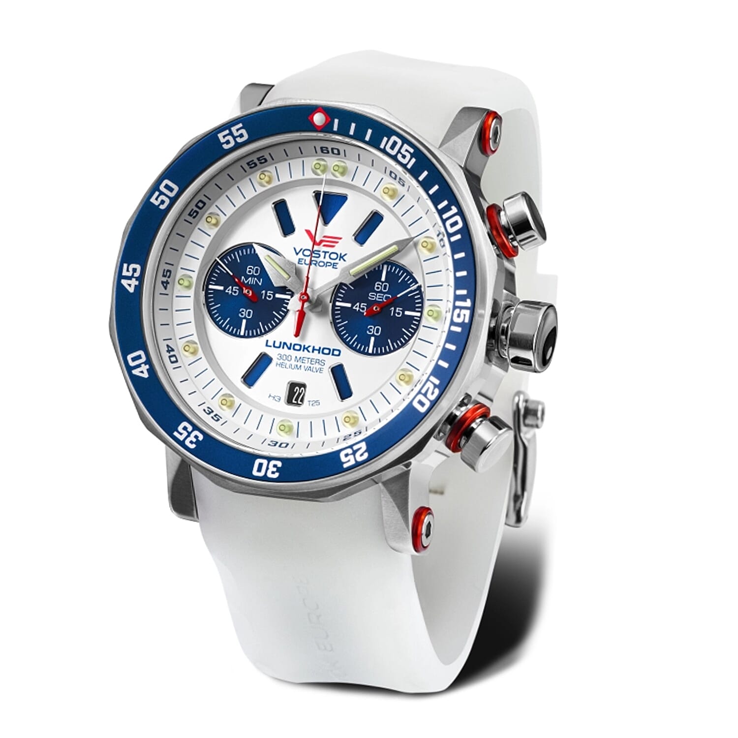 VOSTOK EUROPE Lunokhod Miyota 6S21 Quartz Movt. 30ATM WR White Dial Mens Watch with White Colour Strap