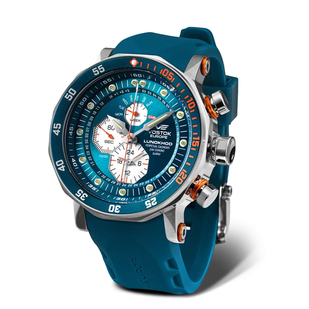 VOSTOK EUROPE Lunokhod Seiko Epson YM86 Quartz Movt. 20ATM WR Blue Dial Mens Watch with Blue Colour Strap