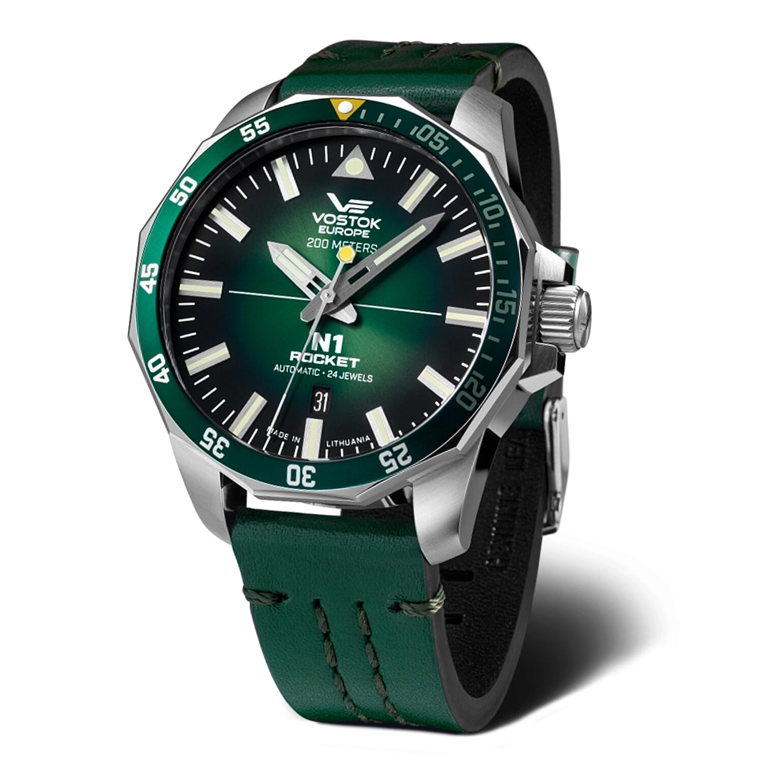 N1 Rocket Automatic Movt. 20ATM WR Dial Watch Leather Strap NH35 225A710L