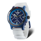 VOSTOK EUROPE Object X Automatic NH35 Automatic 20ATM Blue Dial Mens Watch with Red - White Silicone Strap
