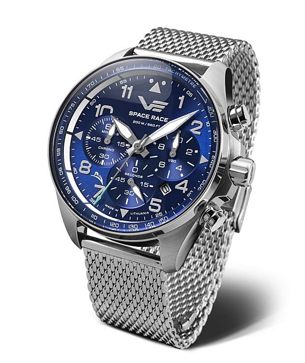 VOSTOK EUROPE Space Race Miyota 6S20 Quartz Movt. 20ATM WR Blue Dial - Silver Case Mens Watch with Silver Stainless Steel Strap 6S20-325A742M