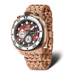 VOSTOK EUROPE Systema Periodicum Phospherus Quartz Movt. 20ATM WR Red Dial Mens Watch with Rose Colour Stainless Steel Strap
