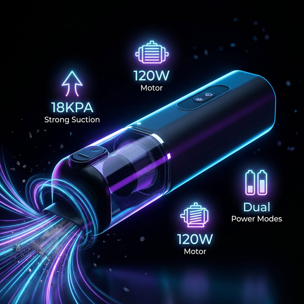 Bliss - Beyond Handheld Car Vacuum Cleaner - 18KPA High-Suction Portable Auto Hoover, 120W Rechargeable Type-C Car Detailing Tool - Black