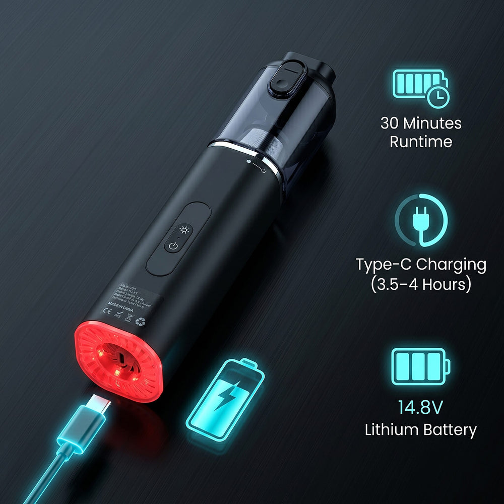 Bliss - Beyond Handheld Car Vacuum Cleaner - 18KPA High-Suction Portable Auto Hoover, 120W Rechargeable Type-C Car Detailing Tool - Black