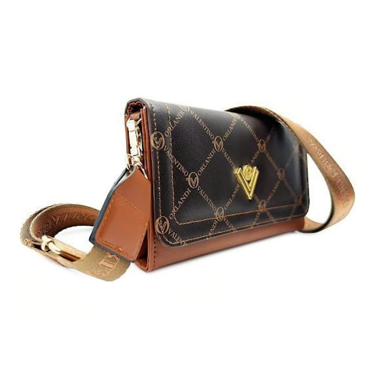 Valentino Orlandi Status Print Crossbody Bag - Brown