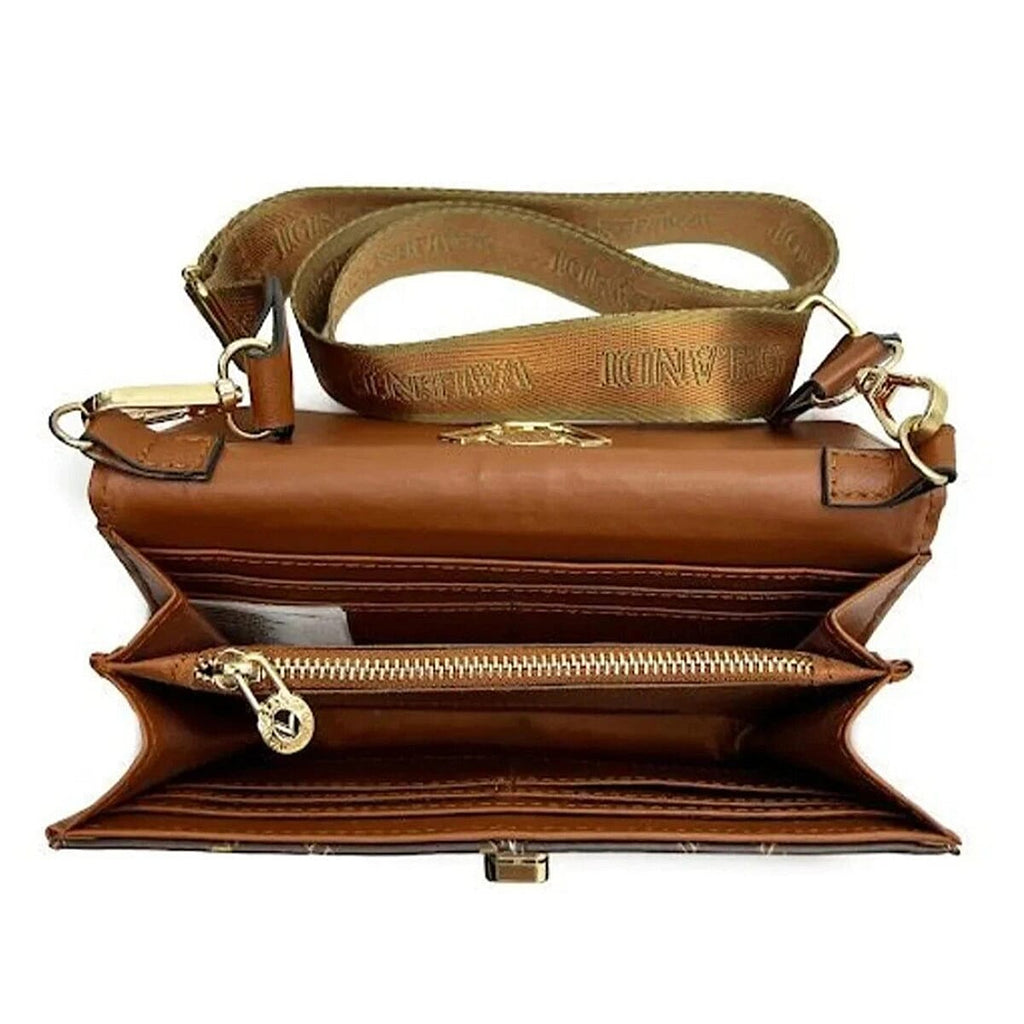 Valentino Orlandi Italian Monogram Status Print Crossbody Bag - Dark Brown