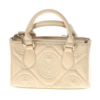 Valentino Orlandi Vegan Leather Designer Geometric Quilted Pattern Tote Bag - Light Taupe