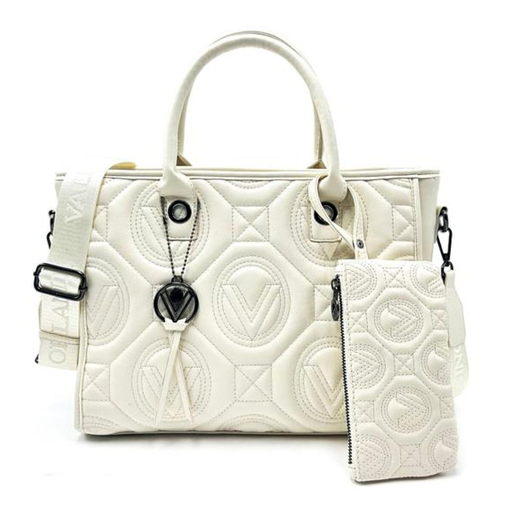 Valentino Orlandi Vegan Leather Tote Bag - White Tone