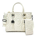 Valentino Orlandi Vegan Leather Tote Bag - White Tone