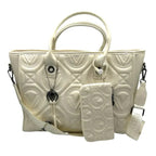 Valentino Orlandi Vegan Leather Tote Bag - White Tone