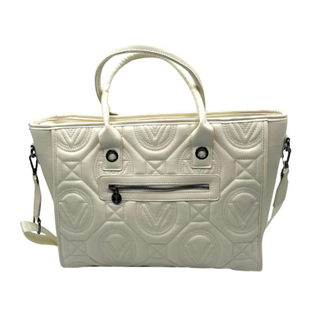 Valentino Orlandi Vegan Leather Tote Bag - White Tone