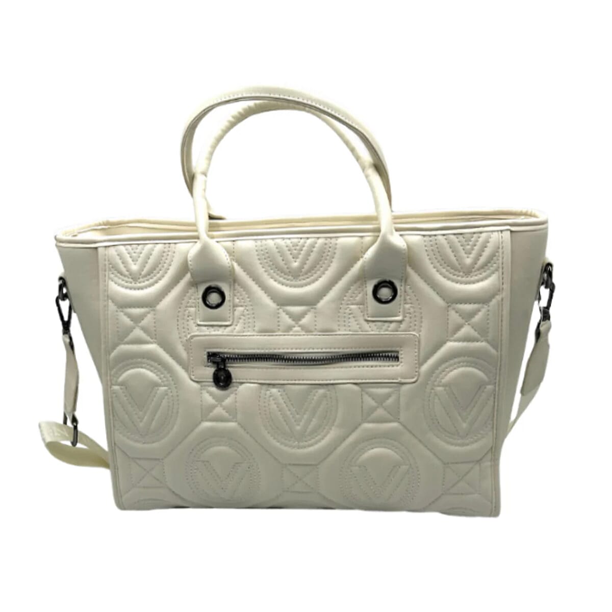 Valentino Orlandi Vegan Leather Tote Bag - White Tone