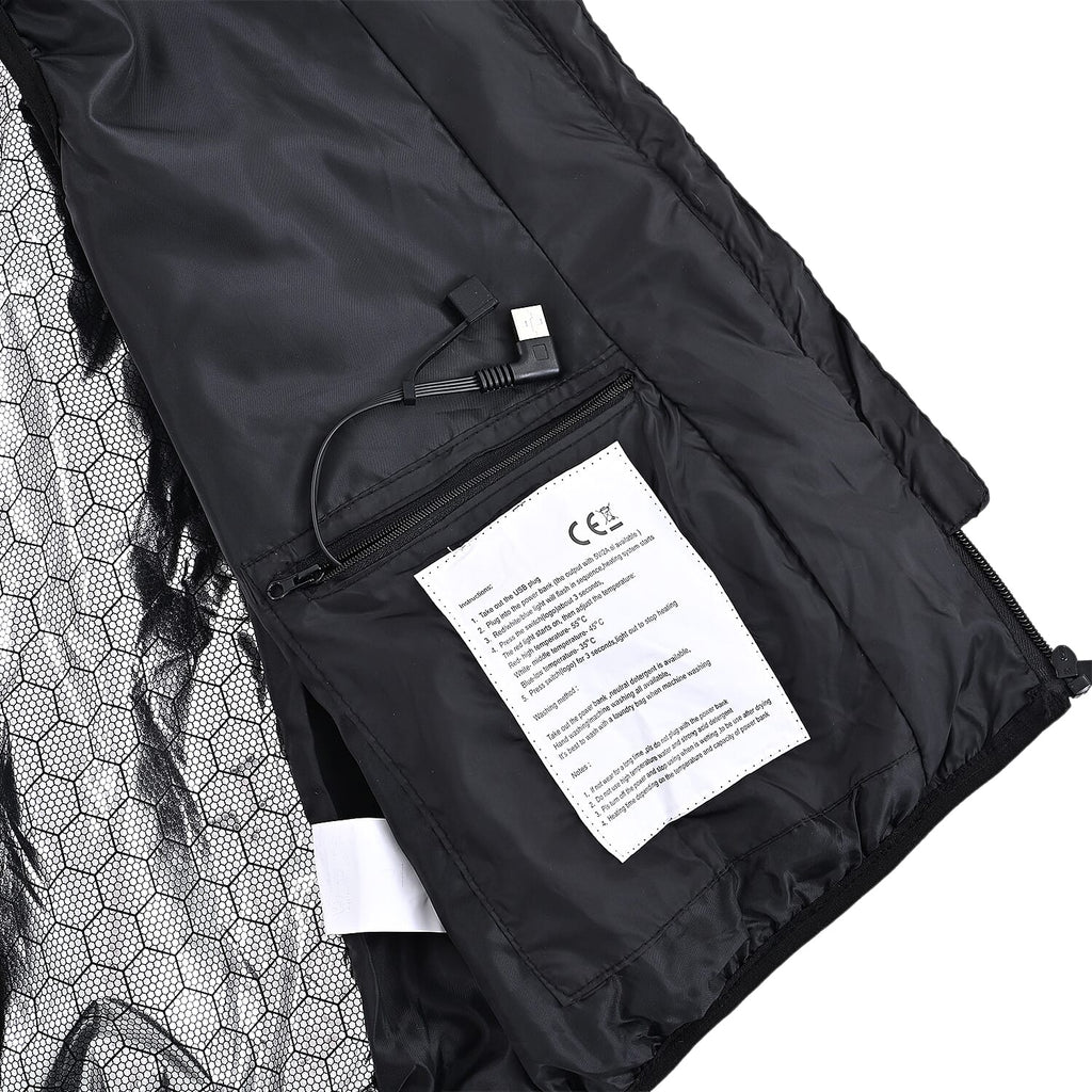 Valisserie Lightweight Heating Gilet with 4-Way Heating System (Size XXL) - Black